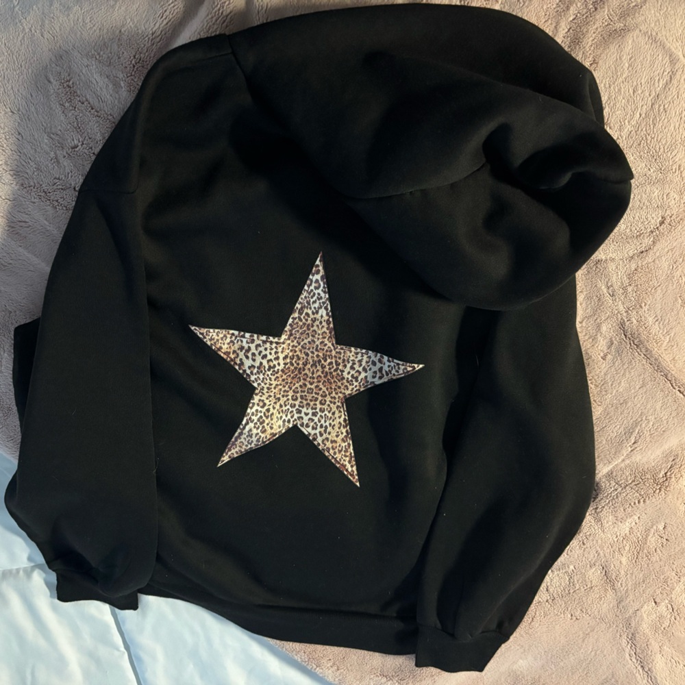 Black and star Print Hoodie